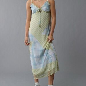 American Eagle Outfitters Green and Blue Midi Dress